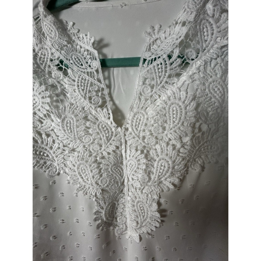 White French Pattern Pullover Peasant L/S Gathered Cuffs Lace Yoke